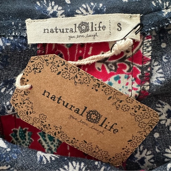 NATURAL LIFE Navy Red Mixed Print Maxi Skirt Bandana Country Coastal Boho Size S - Picture 11 of 14